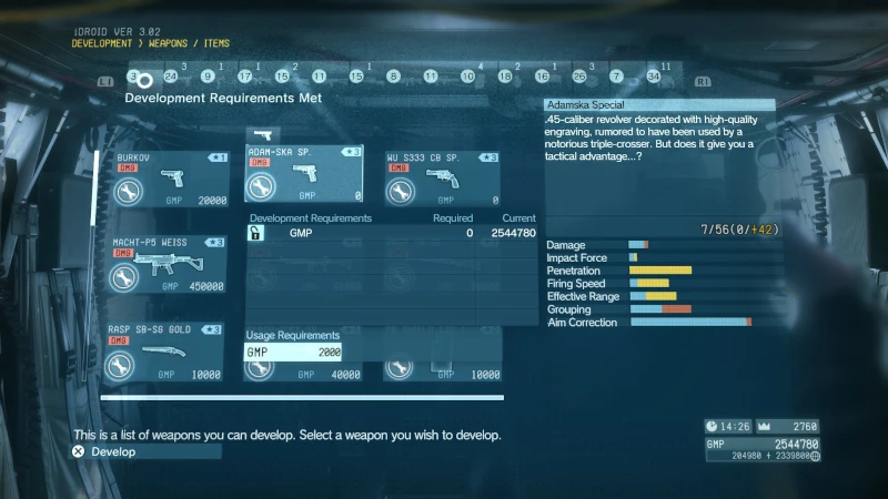 An image of the so called '.45-caliber revolver' in MGSV.